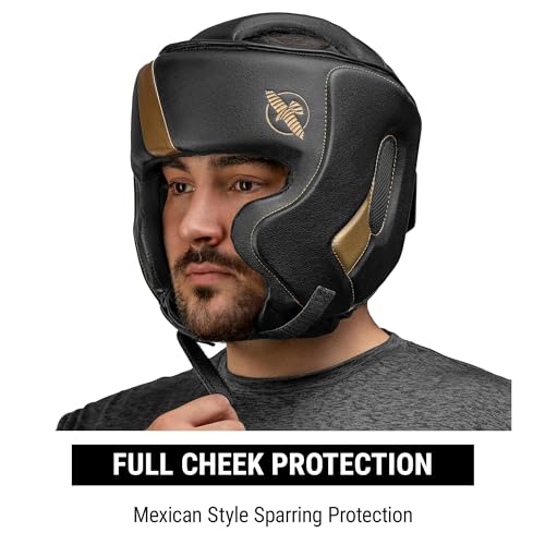Hayabusa T3 Boxing Headgear Adjustable - color: Black/Gold, size: Medium