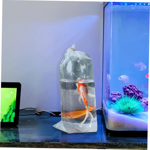Amosfun 50Pcs Leakproof Fish Transport Bags Transparent Packaging for Fish Aquatic for Aquariums Pet Stores Hobbyists
