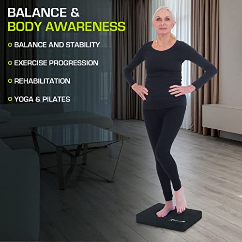 ProsourceFit Exercise Balance Pad, Non-Slip Cushioned Foam Mat & Knee Pad for Fitness and Stability Training, Yoga, Physical Therapy - color: Black, size: L - (15.5" x 12.75")