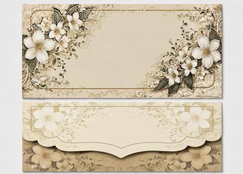Floral Premium Wedding Shagun & Cash Gift Envelopes, Elegant Ivory Floral Designer Money Envelopes for Weddings, Invitations, Festive Gifting & Special Occasions, Luxury Gift Covers, Pack of 10 - size: Floral 3 envelope (10)