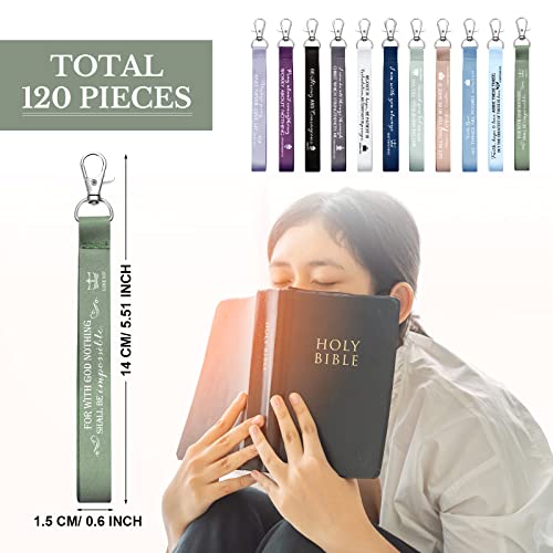 Roowest 120 Pcs Christian Bible Verse Keychains Bulk Inspirational Scriptures Religious Gift for Men Women Church Events - color: Classic Color