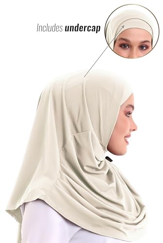ihvan online, Hijab Scarves for Women, Ready to Wear, Lightweight and Comfortable Headscarf, Instant Turban, Jersey, Presewn - color: Cream