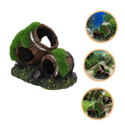 NUOBESTY Broken Barrel Fish Tank Ornament Resin Aquarium Decor Betta Fish Shrimp Hiding House Hideout Cave for Freshwater Aquariums