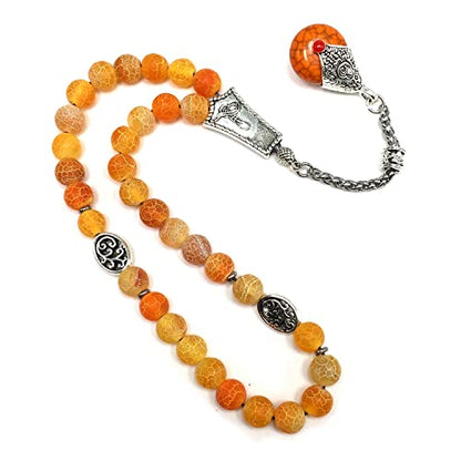 -Gentle Men Collection- Prayer Beads-Worry Beads-Tesbih-Tasbih-Tasbeeh-Misbaha-Masbaha-Subha-Sebha-Rosary (Natural Weathered Dark Orange Agate -8 mm 33 Beads-) - color: Natural Weathered Dark Orange Agate -8 mm 33 beads-