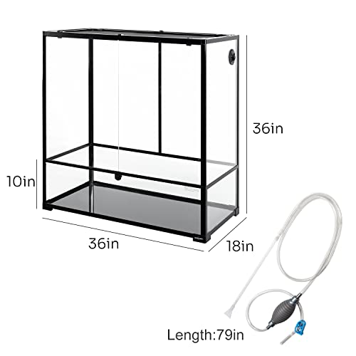 REPTI ZOO Large Reptile Paludarium Tank, Vertical Reptile Terrarium Wide & Tall Amphibian Tank with Top Screen Ventilation (36" W X 18" D X 36" H (Paludarium)) - size: 36"W X 18"D X 36"H (Paludarium)