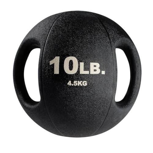 Body-Solid Exercise Medicine Balls, Heavy-Duty Non Slip Rubber Grip with Dual Handles Medicine Ball for Weights Training, Weightlifting & Core Workouts - size: 10 lbs.