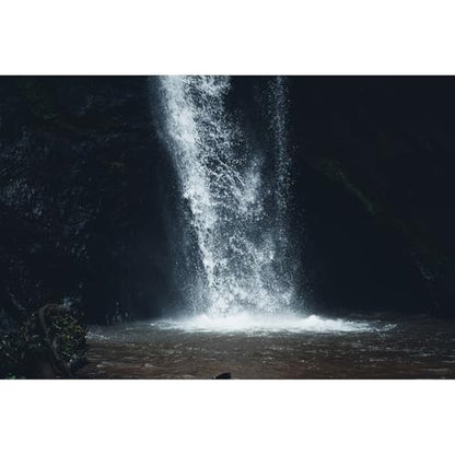 Waterfall Aquarium Background Waterfall in Dark Black Backdrop Terrarium Backgrouds Stream Falls Theme Fish Tank Background Cascading Waterfalls Reptile Tank Enclosure Backgrounds Wallpaper 24x12in - color: Black_White, size: 24(W)x12(H)inches/ 60(W)*30cm