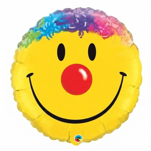 PMU 36 Inch Yellow Smile Clown Face Mylar Balloon for Birthday Parties - color: Yellow Smile Clown Face, size: Pkg of 1