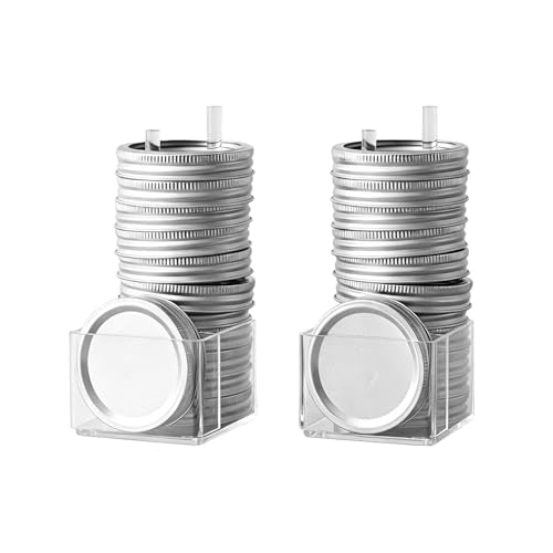 2 Pack Mason Jar Lid Organizer Acrylic Storage Holder | Holds 12 Wide Mouth and 12 Regular Mouth Lids and Rings for Cabinet Countertop Pantry and Kitchen Organization