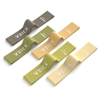 VEICK Resistance Loop Bands Set of 5, Exercise Bands with 5 Resistance Levels, Stackable Workout Bands for Strength Training, Pilates, Fitness Gear for Men Women Home Gym Office Travel - color: Green