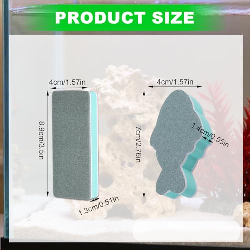 6pcs Fish Tank Cleaning Tools, Double-Sided EVA Aquarium Sponge Brush Glass Aquarium Scrubber Cleaner Sponge for Home Kitchen Office Car Glass
