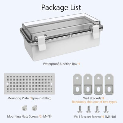 ABS Plastic Dustproof Waterproof IP65 Junction Box Hinged Shell Universal Electrical Project Enclosure Gray, with PC Transparent Clear Cover 7.9 x 3.9 x 2.8 inch (200 x 100 x 70mm) - size: 7.9" x 3.9" x 2.7" (1pc)