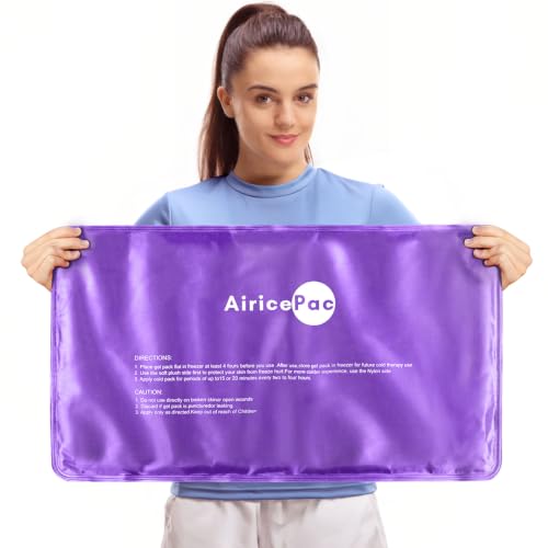 AiricePac Extra Large Gel Flexible Back Ice Packs for Injuries Reusable, 11”x 20” Cold Compress Therapy Wrap for Knee Leg Neck Shoulder Hip Back Pain Relief, Swelling, Bruises, Surgery, Purple - style: Pueple XXL 1 PACK