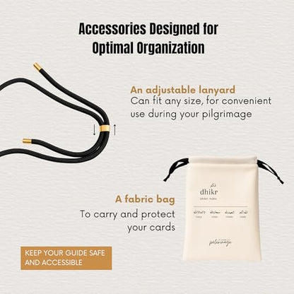 Umrah Guide – Umrah Dua Cards | Step-by-Step Portable Umrah Guide with Pouch & Adjustable Lanyard – Waterproof & Durable