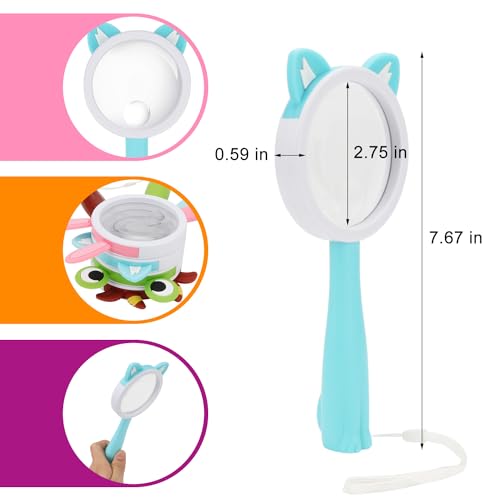 10X Kids Magnifying Glass Handheld Magnifier for Child (Kitten Style 1Pcs) | Kitten shape magnifier student exploring nature, scientific experiment Observing insect animal plant leaves explore reading - color: Kitten Style 1pcs