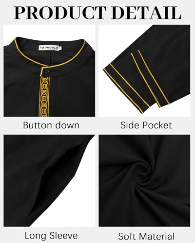 YAOHUOLE Arabic Thobe for Men Muslim Caftan Thobe Arabic Thobe