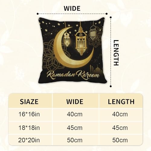 Elegant Ramadan Pillow Covers 18x18 in Gold and Black Pillow Covers Set of 2 Islamic Mosque Art Ramadan Cushion Cover Luxury Arabic Throw Pillows Cover Decor Glitter Religious pillowcover - color: Ramadan-2