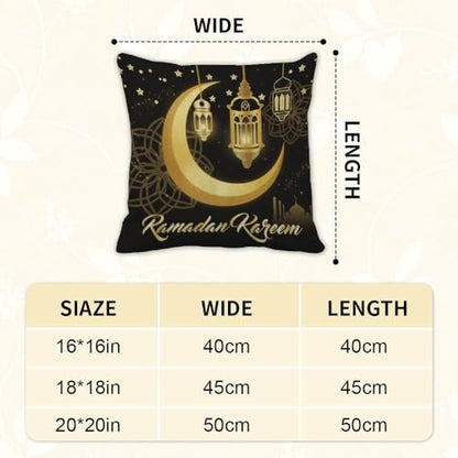 Elegant Ramadan Pillow Covers 18x18 in Gold and Black Pillow Covers Set of 2 Islamic Mosque Art Ramadan Cushion Cover Luxury Arabic Throw Pillows Cover Decor Glitter Religious pillowcover - color: Ramadan-2