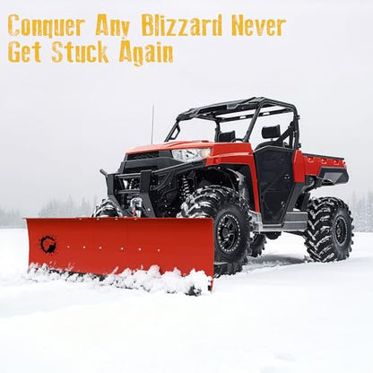 ATV/UTV Front Mount Land Leveler, 48"-60" Adjustable Steel Driveway Grader for Gravel&Dirt, Heavy Duty Yard Leveling Tool, Snow Plow Kit Compatible, 5-Position Angle, Winch Required (Sold Separately) - color: RED