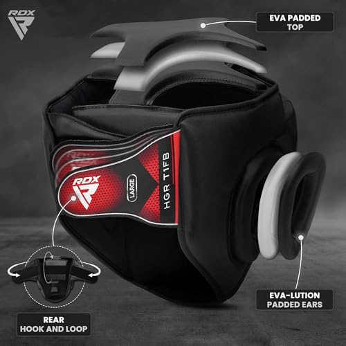 RDX Boxing Headgear MMA Muay Thai, Removable Face Grill, Head Gear for Sparring Grappling Martial Arts Kickboxing Taekwondo Karate BJJ Training - color: Black, size: X-Large