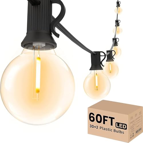 Svater Outdoor String Lights LED 60 FT G40 Patio Globe Light Waterproof - size: 60FT