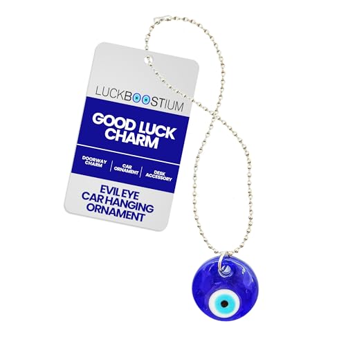 LUCKBOOSTIUM Evil Eye Charm for Good Luck & Protection Hanging Ornament - color: Blue Glass Evil Eye