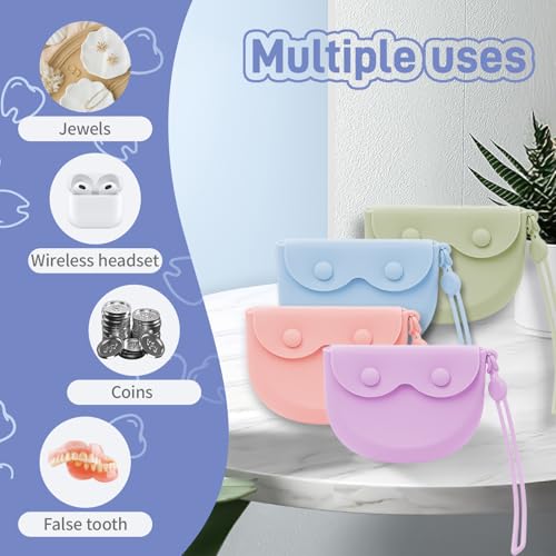 2 Pack Travel Retainer Aligner Holder Case with Vent Holes Lanyard, Silicone Dental Night Guard Case Cute, Brace Dentures Sport Mouthguard Container Storage for Women, Men (Purple & Pink) - color: Purple & Pink