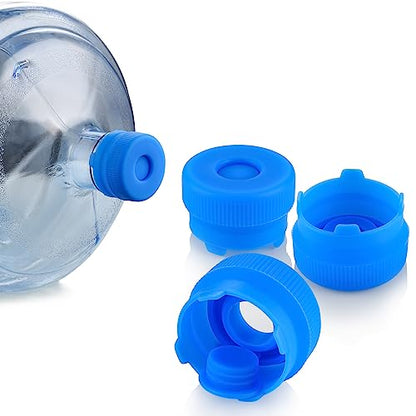 [3-Pack] Water Jug Cap for 2,3,4,5 Gallon Water Bottles with 55mm Standard/Screw/Crown Opening, Food-Grade Silicone Reusable Water Bottle Caps, Leak-Free Water Bottle Dispenser Caps Lids - color: Blue, size: 3 Pack