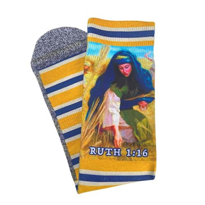 Bible Verse Socks for Women - Christian Crew Socks | Inspirational and Comfortable, Easter Gift Idea - color: Ruth