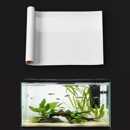Aquarium Background Static Cling White Fish Tank Sticker 79 x 19.6 inches | Easy Install for Glass Tanks, No Residue, Reusable - color: White, size: 79 x 19.6 inches