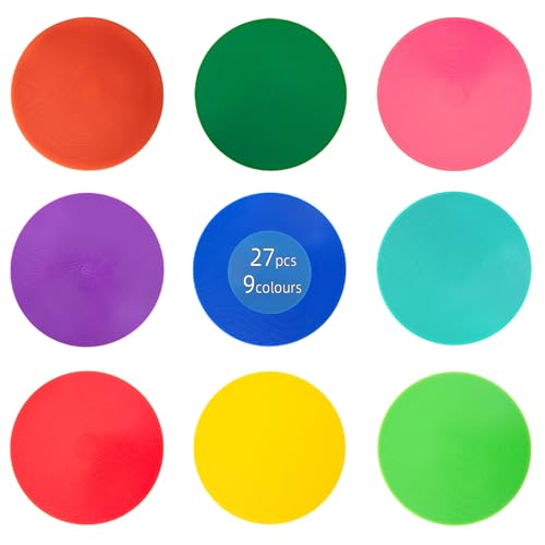 Non Slip Rubber Floor Markers 4 Inch 9 Inch 10 Inch | Multicoloured Poly Dots are suitable for football training and agility drills Marking positions in dance studios - style: 9inch 9pcs