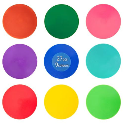 Non Slip Rubber Floor Markers 4 Inch 9 Inch 10 Inch | Multicoloured Poly Dots are suitable for football training and agility drills Marking positions in dance studios - style: 9inch 9pcs