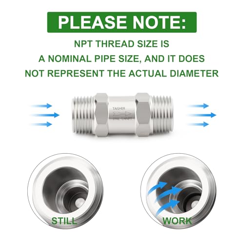 1PCS 316L Stainless Steel 1/4" NPT Male Check Valve,Backflow Prevention,One Way Non-Return Check Valves - size: 1/4" MNPT