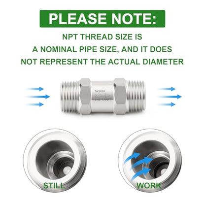 1PCS 316L Stainless Steel 1/4" NPT Male Check Valve,Backflow Prevention,One Way Non-Return Check Valves - size: 1/4" MNPT