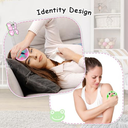 Ice Packs for Injuries Reusable 2 Packs Cold or Warm Compress Cold Packs for Injuries with Strap for Neck Head Fever Wisdom Teeth Recovery First Aid 4.9 Inch - style: Frog+Butterfly
