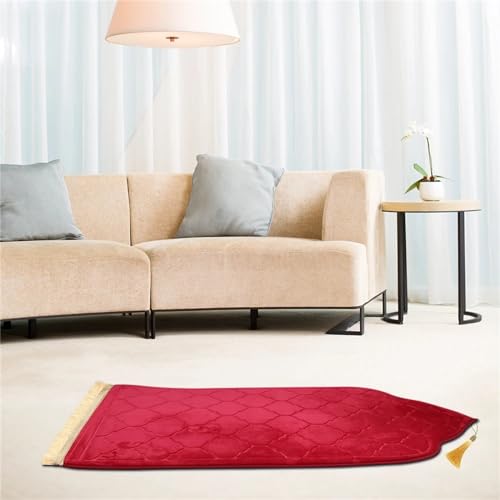 Syhonic Prayer Mat, Thick Soft Muslim Prayer Mat, Portable Prayer Mat Rug, Turkish Prayer Carpet for Men and Women (Red)