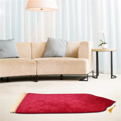 Syhonic Prayer Mat, Thick Soft Muslim Prayer Mat, Portable Prayer Mat Rug, Turkish Prayer Carpet for Men and Women (Red)
