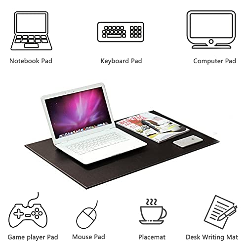 Desk Pad & Mat 24" x 18" Protector Large Mouse Pad PU Leather for Desktops and Laptops (Black) - color: Black-a110