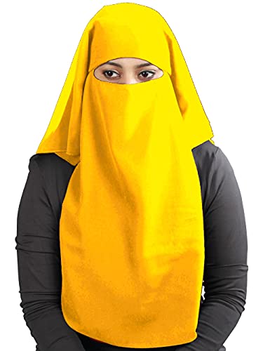 MyBatua 3 Layers Saudi Niqab In Breathable Georgette, Wholesale Price, 1pc Face Veil NQ-003 - color: Yellow