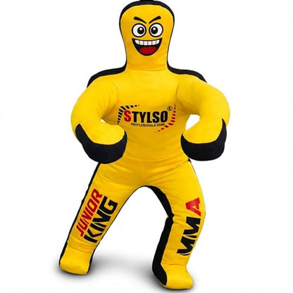 Unfilled Wrestling Dummy for Kids – Youth Grappling Dummy BJJ, MMA, Jiu Jitsu & Judo Training Partner – Durable Martial Arts Practice Buddy - color: Yellow, size: 4ft / 48"