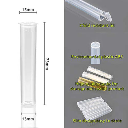 SKMZ Plastic Tubes Empty Clear 0.5ml 1ml Cartridges Packaging pipes with Child Protect Squeeze Top Caps (100 PCS)