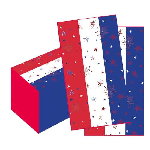 4th of July Napkins, 100Pcs Patriotic Napkins Disposable, Red White and Blue Star Stripe American Flag Paper Hand Towels Fourth of July Napkin for Table Dinner Bathroom Independence Day Party Supplies - color: Red white and blue-Patriotic, size: 100Pcs