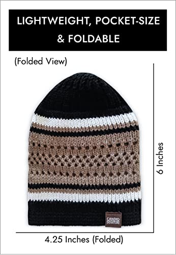 Breathable Cotton Stretchy Kufi for Men in Cool Designs - Helmet Liner - color: Black and Khaki With White Stripes
