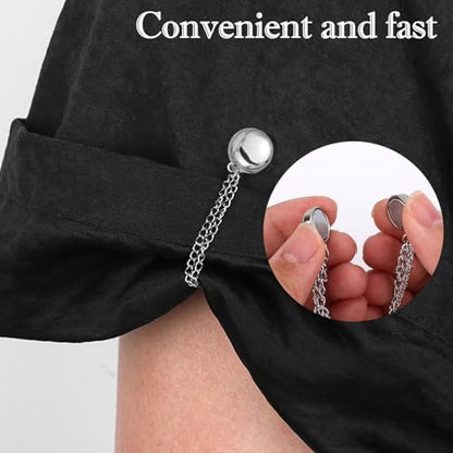 4pcs Magnetic Clothing Clips, Multi-Function Magnetic Button Clips Pinless Magnet Clothing Pins Clothing Accessories for Sleeves Skirts Dresses (Silver) - color: Silver