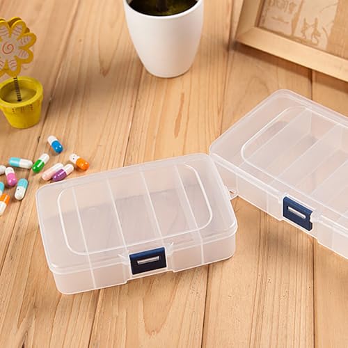 2 Pack Transparent Plastic Bead Organizers (5 Grids),Craft Organizers and Storage Beads Organizer, Art DIY, Crafts Jewelry Storage, Fishing Tackles, Size 5.51 x 3.54 x 1.38 in - size: 5 Grids