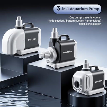 Boxtech Fountain Pump, Submersible Water Pump All-in-One Dual-Use Pump - 55w 3 Interchangeable Nozzles for Aquariums, Hydroponics, Outdoor Water Features (Energy Efficient, Compact Design) - size: 55w