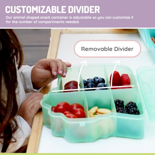 melii Animal Shaped Snackle Box - Divided Snack Container, Food Storage for Kids, Removable Dividers, Arts & Crafts, Beads, BPA-Free - Dinosaur - color: Dinosaur