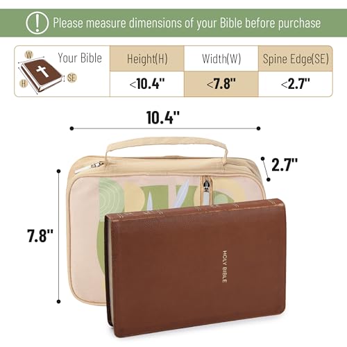 Mr. Pen- Bible Cover Case | Carrying Book Case with Durable Handle and Zippered Pocket, Bible Protective Church Bag for Men & Women, Christian Gifts - color: Earthy Botanica