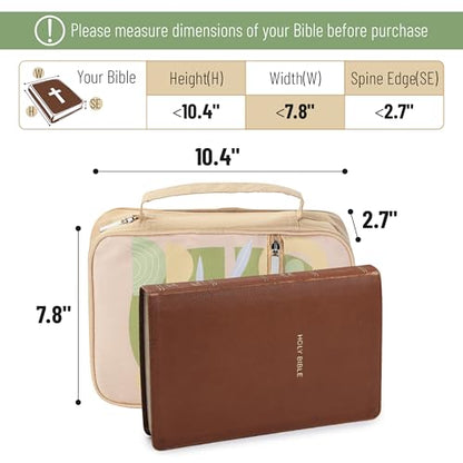 Mr. Pen- Bible Cover Case | Carrying Book Case with Durable Handle and Zippered Pocket, Bible Protective Church Bag for Men & Women, Christian Gifts - color: Earthy Botanica