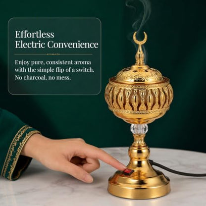 DECHOUS Bakhoor Burner: Arabian Style Electric Incense Burner Plug in Censer for Home Office Aroma, Middle Eastern Bukhoor Censer for Yoga Spa Relaxation, Us Plug